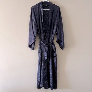 Vintage Christian Dior Monsieur Navy Paisley Printed Silky Robe